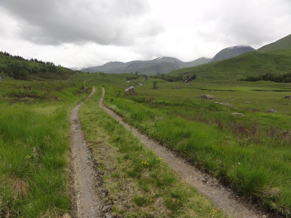 Track climbs to Loch Dochard