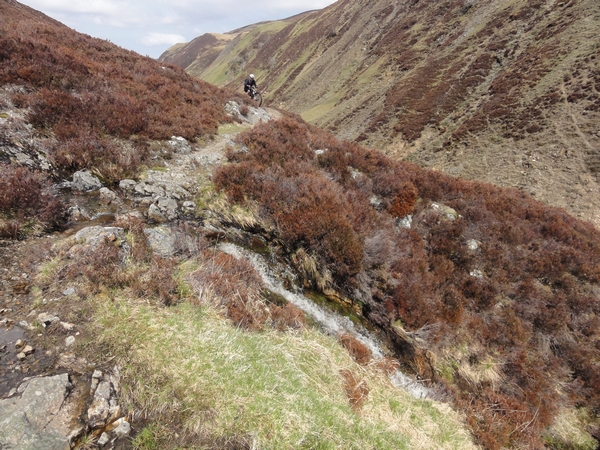 View looking back up Glen Tilt single track